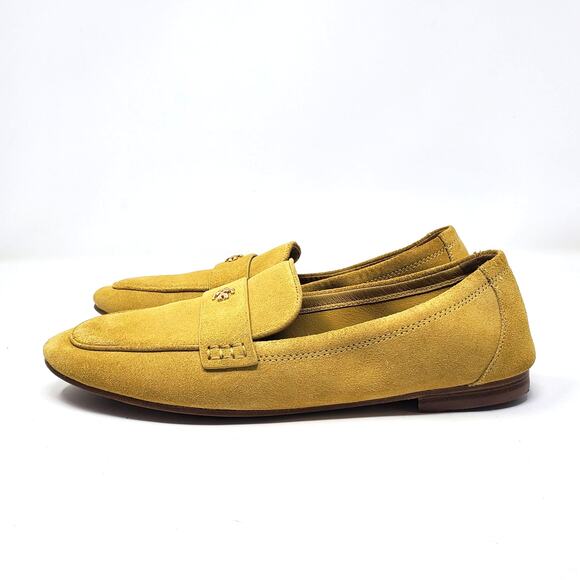 Tory Burch Ballet Loafers Flats Split Suede Leather Yellow Cornbread Size 9 - Picture 5 of 12